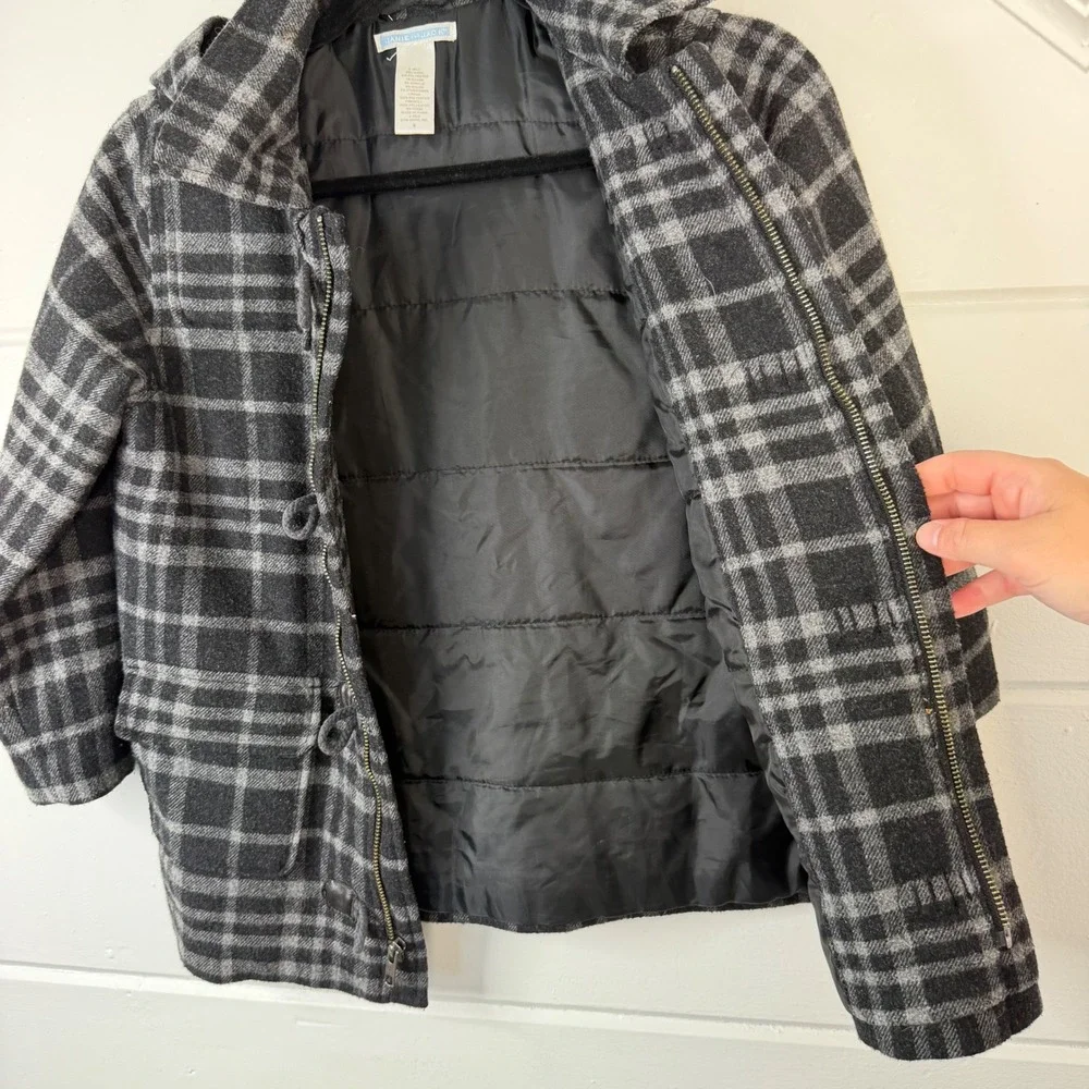 Janie and Jack Size 6 Classic Style Plaid Wool Blend Pea Coat